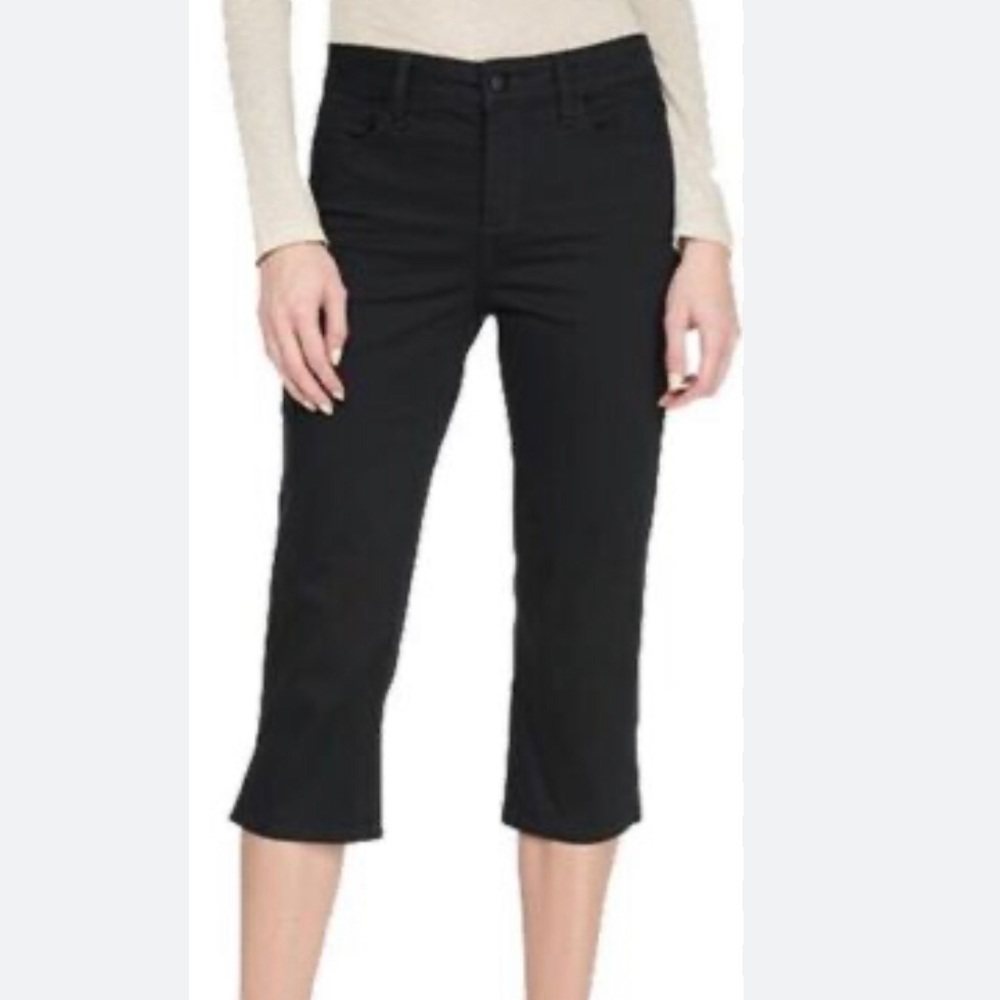NYDJ Black Capri Cropped High Waisted Denim Jeans Sz 10 Petite